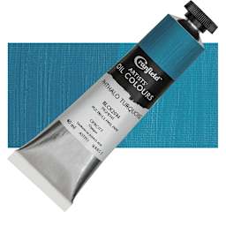 Cranfield Artists' Oil Paint - Phthalo Turquoise, 40 ml, Tube and swatch
