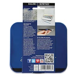 Daler-Rowney Aquafine Watercolors - Set of 24 Mini Travel, Assorted Colors, Half Pan back of package