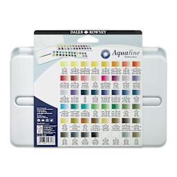 Daler-Rowney Aquafine Watercolors - Set of 48 Studio, Assorted Colors, Half Pan Back of package