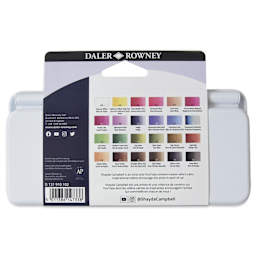 Daler-Rowney Aquafine Watercolors - Set of 24, Shayda Campbell, Half Pan back of package