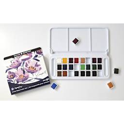Daler-Rowney Aquafine Watercolors - Set of 24, Shayda Campbell showing that the pans can be removed and rearranged