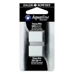 Daler-Rowney Aquafine Watercolors - Set of 2, Titanium White and Chinese White, Half Pan