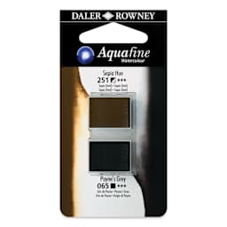 Daler-Rowney Aquafine Watercolors - Set of 2, Sepia Hue and Payne's Grey, Half Pan
