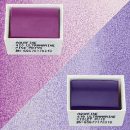 Daler-Rowney Aquafine Watercolors - Set of 2, Ultramarine Pink and Ultramarine Violet, Half Pans and swatches