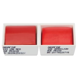 Daler-Rowney Aquafine Watercolors - Set of 2, Vermilion Hue and Cadmium Red Hue, Half Pan out of package