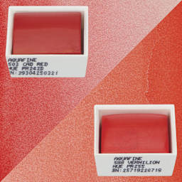 Daler-Rowney Aquafine Watercolors - Set of 2, Vermilion Hue and Cadmium Red Hue, Half Pans and swatches