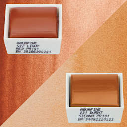 Daler-Rowney Aquafine Watercolors - Set of 2, Light Red and Burnt Sienna, Half Pans with swatches