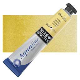 Daler-Rowney Aquafine Watercolor - Yellow Ochre, 8 ml, Tube and swatch