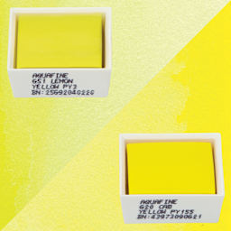 Daler-Rowney Aquafine Watercolors - Set of 2, Lemon Yellow and Cadmium Yellow Hue, Half Pans with swatches