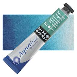 Daler-Rowney Aquafine Watercolor - Transparent Turquoise, 8 ml, Tube and swatch