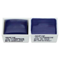 Daler-Rowney Aquafine Watercolors - Set of 2, Ultramarine Blue Light and Ultramarine Blue Dark, Half Pan out of package