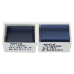 Daler-Rowney Aquafine Watercolors - Set of 2, Indigo and Prussian Blue, Half Pan out of package