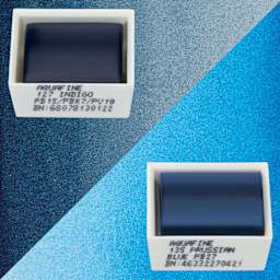 Daler-Rowney Aquafine Watercolors - Set of 2, Indigo and Prussian Blue, Half Pans with swatches