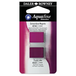 Daler-Rowney Aquafine Watercolors - Set of 2, Quinacridone Magenta and Purple Lake, Half Pan