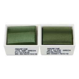 Daler-Rowney Aquafine Watercolors - Set of 2, Sap Green and Olive Green, Half Pan out of package