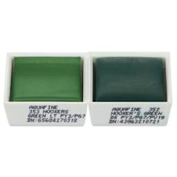 Daler-Rowney Aquafine Watercolors - Set of 2, Hooker's Green Light and Hooker's Green Dark, Half Pan out of package