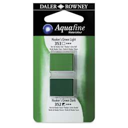 Daler-Rowney Aquafine Watercolors - Set of 2,  Hooker's Green Light and Hooker's Green Dark, Half Pan