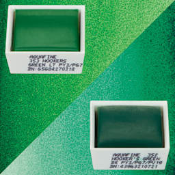 Daler-Rowney Aquafine Watercolors - Set of 2, Hooker's Green Light and Hooker's Green Dark, Half Pans with swatches
