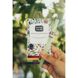 Hand holding Viviva Colorsheets Sketch Set and water brush.