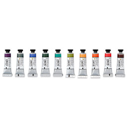 Michael Harding Artists Watercolors - Set of 10, Tropical Nature, 15 ml back of tubes