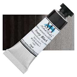 Michael Harding Artists Watercolor - Ivory Black, 15 ml tube and swatch