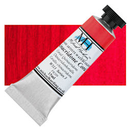 Michael Harding Artists Watercolor - Quinacridone Coral, 15 ml tube and swatch