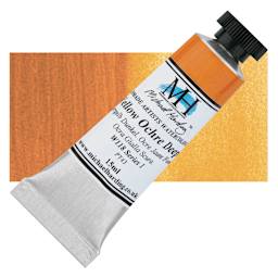Michael Harding Artists Watercolor - Yellow Ochre Deep, 15 ml tube and swatch