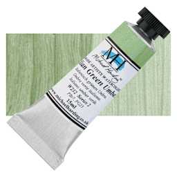 Michael Harding Artists Watercolor - Italian Green Umber, 15 ml tube and swatch