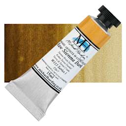 Michael Harding Artists Watercolor - Raw Sienna Dark, 15 ml tube and swatch
