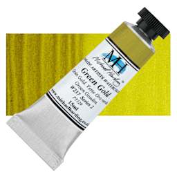 Michael Harding Artists Watercolor - Green Gold, 15 ml tube and swatch