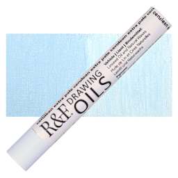 R&F Drawing Oil Stick - Cerulean Extra Pale, 12 ml stick and swatch