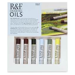 R&F Drawing Oil Sticks - Set of 6, Landscape Colors, 12 ml open to show content