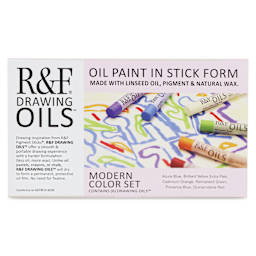 R&F Drawing Oil Sticks - Set of 6, Modern Colors, 12 ml