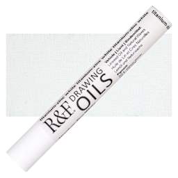 R&F Drawing Oil Stick - Titanium-Zinc White, 12 ml stick and swatch