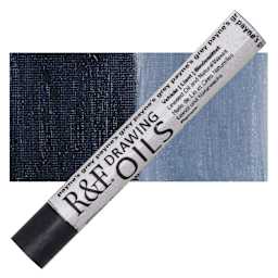 R&F Drawing Oil Stick - Payne's Grey, 12 ml stick and swatch