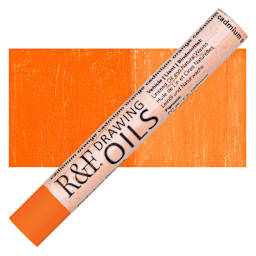 R&F Drawing Oil Stick - Cadmium Orange, 12 ml stick and swatch