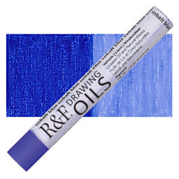 R&F Drawing Oil Stick - Cobalt Blue, 12 ml stick and swatch