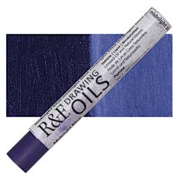 R&F Drawing Oil Stick - Midnight Blue, 12 ml stick and swatch