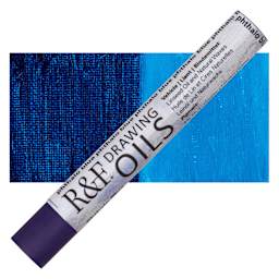 R&F Drawing Oil Stick - Phthalo Blue, 12 ml stick and swatch