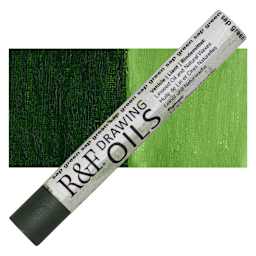 R&F Drawing Oil Stick - Sap Green, 12 ml stick and swatch