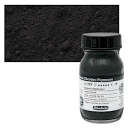Schmincke Pigment - Black Iron Oxide, 100 ml Jar and swatch