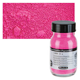 Schmincke Pigment - Fluorescent Magenta, 100 ml Jar and swatch