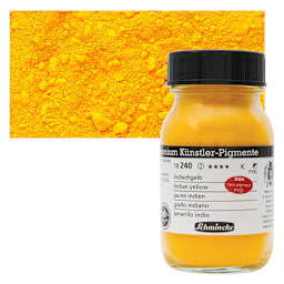 Schmincke Pigment - Indian Yellow, 100 ml Jar and swatch