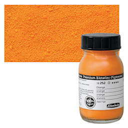 Schmincke Pigment - Orange, 100 ml Jar and swatch
