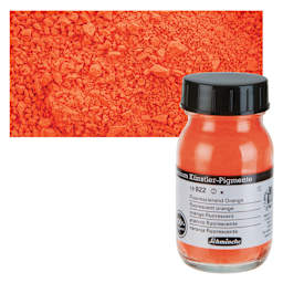 Schmincke Pigment - Fluorescent Orange, 100 ml Jar and swatch