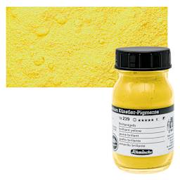 Schmincke Pigment - Brilliant Yellow, 100 ml Jar and swatch