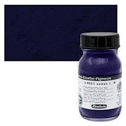 Schmincke Pigment - Prussian/Paris Blue, 100 ml Jar and swatch