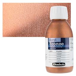Schmincke Acrylic Bronze Paint - Copper, 150 ml bottle and swatch