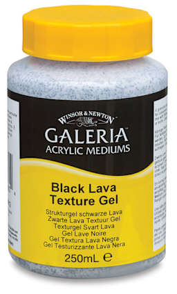 Winsor & Newton Galeria Texture Gel Medium - Front of bottle of Black Lava Texture Gel