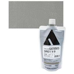 Holbein Acryla Gesso - Gray V-5, 300 ml pouch and swatch
